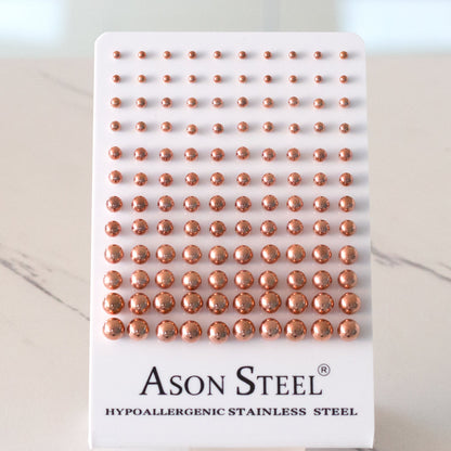 3-8 Card Holder Steel Color/Gold/Rose Gold/Black/Mixed/Seven Color Steel Bead Earrings asonjewelry