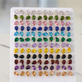 Card Holder Gold/Steel with Teardrop Diamonds Mixed Color Stud Earrings