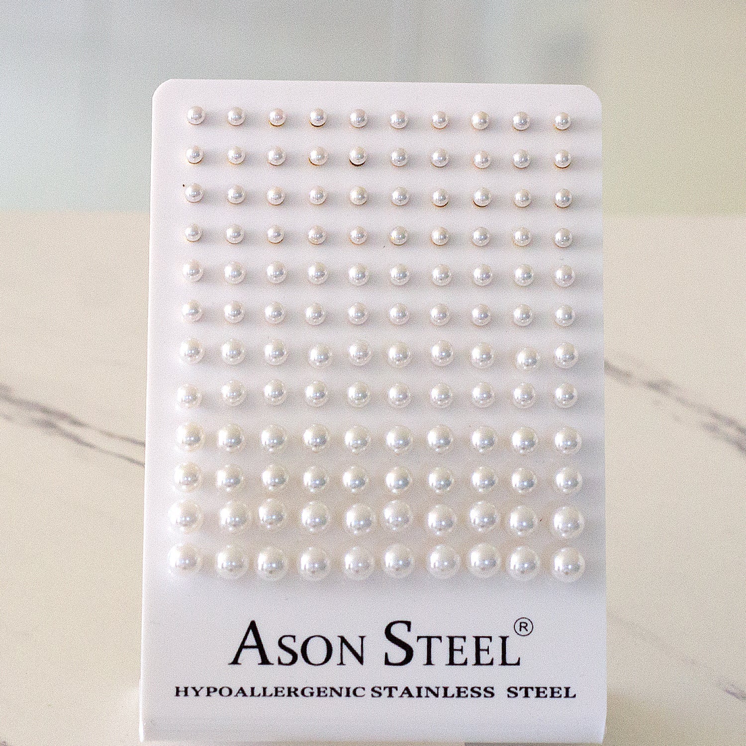 4-8mm Gold/ Steel White Pearl Stud Earrings for Snapbacks asonjewelry