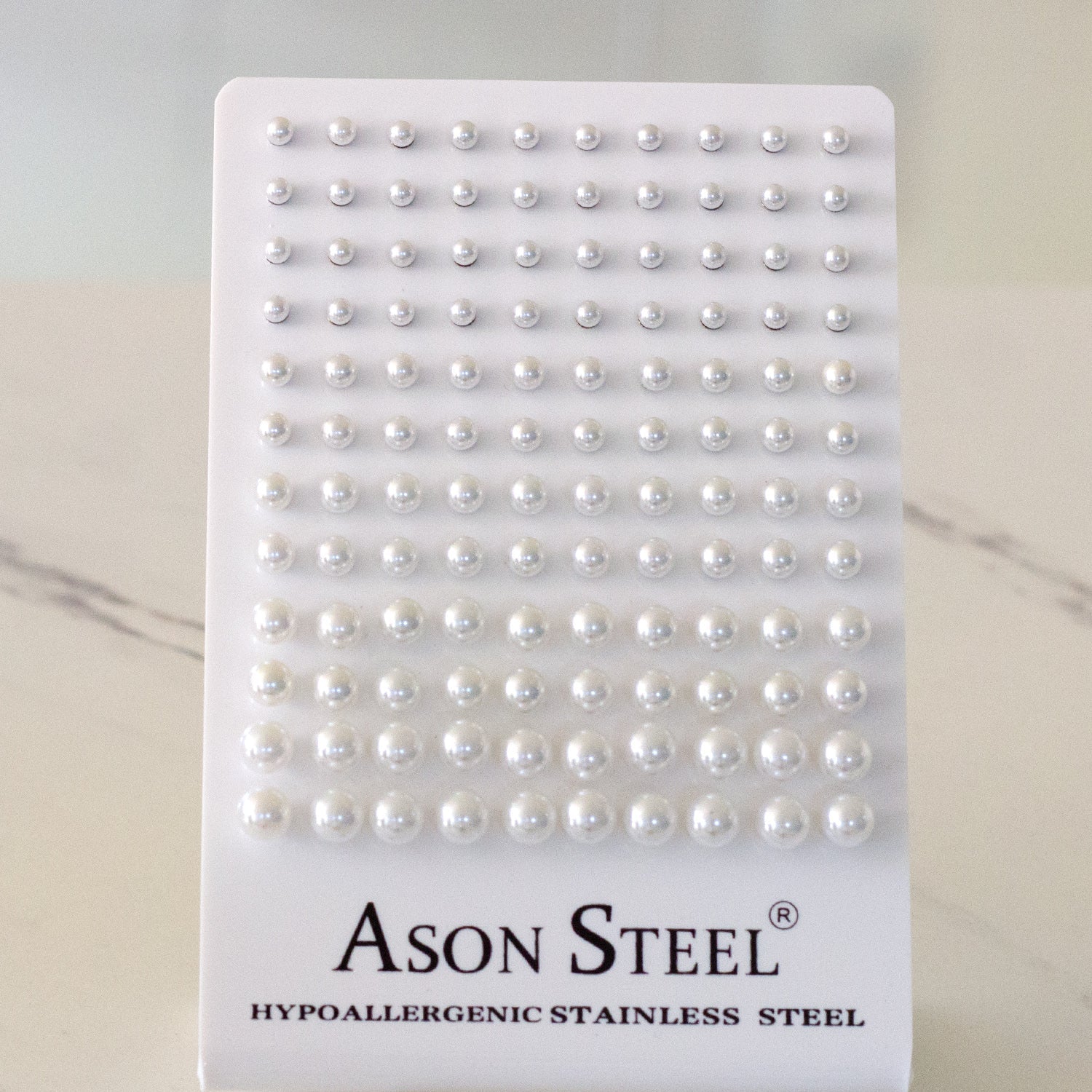 4-8mm Gold/ Steel White Pearl Stud Earrings for Snapbacks asonjewelry