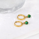1.5x8mm I.D. earrings+4.5mm white/purple/red/pink/green zirconium round shaped fittings steel color