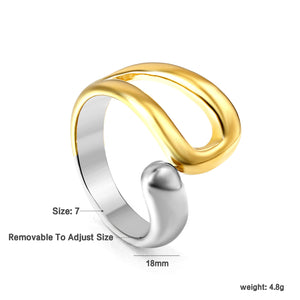 18mm Two - Tone Open Ring with Irregular Hollow Geometry