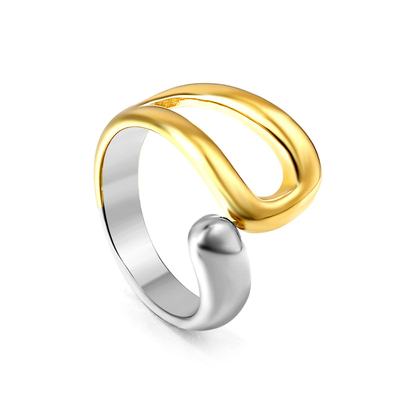 18mm Two - Tone Open Ring with Irregular Hollow Geometry