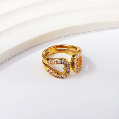 ASON diamond-set double round open-end ring asonjewelry