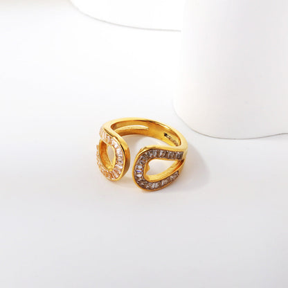 ASON diamond-set double round open-end ring asonjewelry