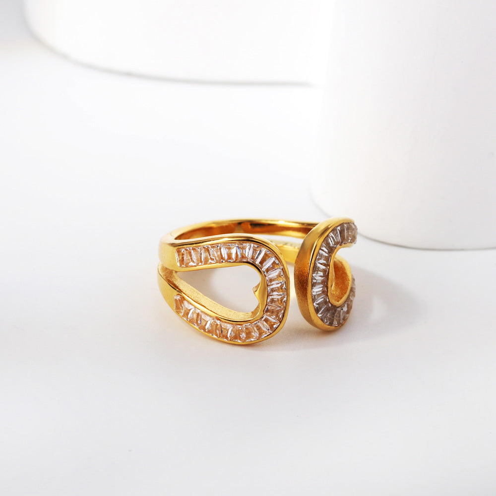 ASON diamond-set double round open-end ring asonjewelry