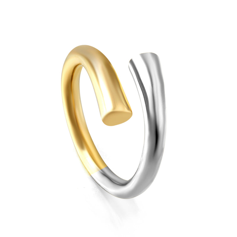 Two - Tone Gold - Silver Curved Open Ring