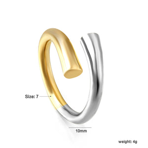 Two - Tone Gold - Silver Curved Open Ring