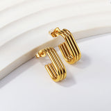 6.5*19.8mm open rectangle earrings steel color/golden
