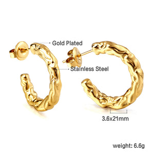 Gold open half-round ear clasp 3.5*21mm