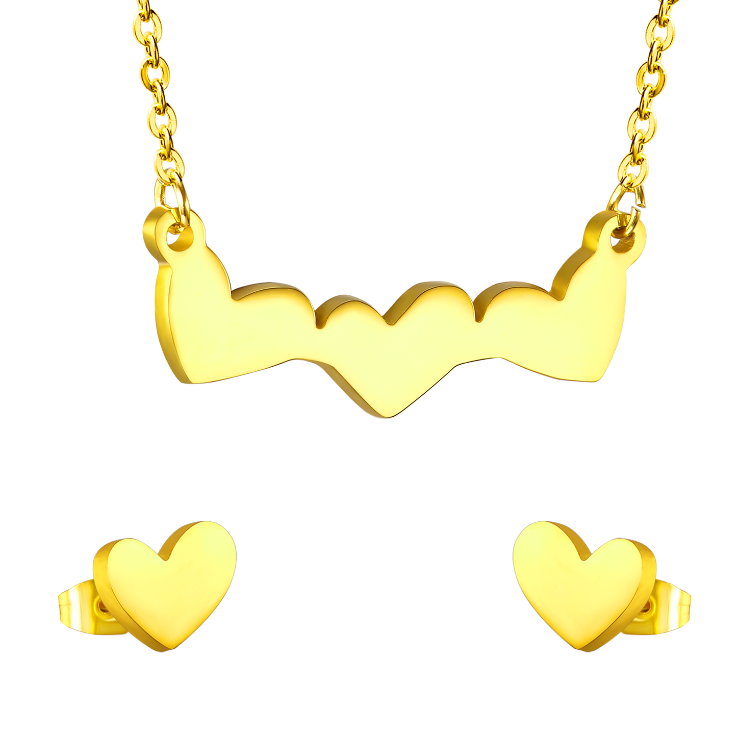 Gold Cut Heart Glossy Set asonjewelry