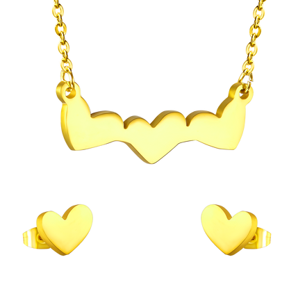 Gold Cut Heart Glossy Set asonjewelry