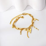 Heart + Long Heart + Star Accessories + Matching Chain Double Hand Chain 17+3cm