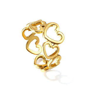 Stainless Steel Love Heart French Ladies Ring European Vintage Enamel Multicolor Ring