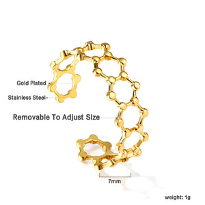 Colorfast stainless steel ring hollowed out ring adjustable simple stainless steel ring