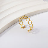 Colorfast stainless steel ring hollowed out ring adjustable simple stainless steel ring