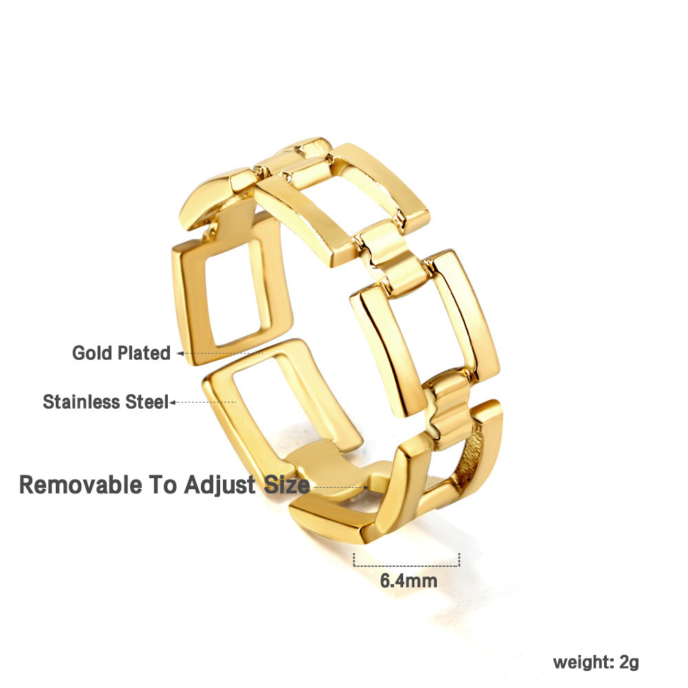 18K gold stainless steel ring adjustable personalized open ring jewelry wholesale asonjewelry