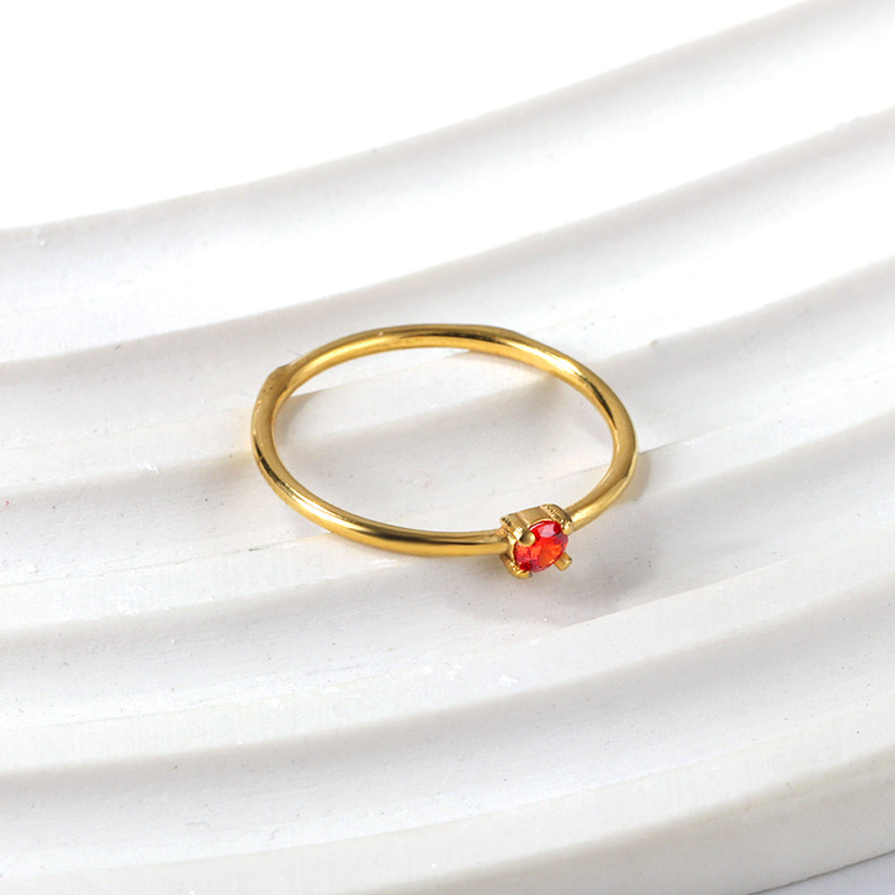 Simple plain ring inlaid with multi-color zirconia small fresh literary hundred match finger ring ring asonjewelry