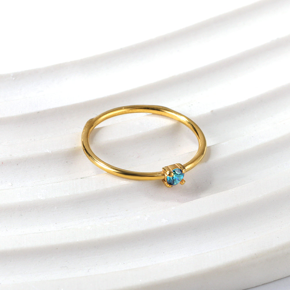 Simple plain ring inlaid with multi-color zirconia small fresh literary hundred match finger ring ring asonjewelry