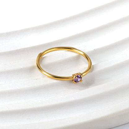 Simple plain ring inlaid with multi-color zirconia small fresh literary hundred match finger ring ring asonjewelry