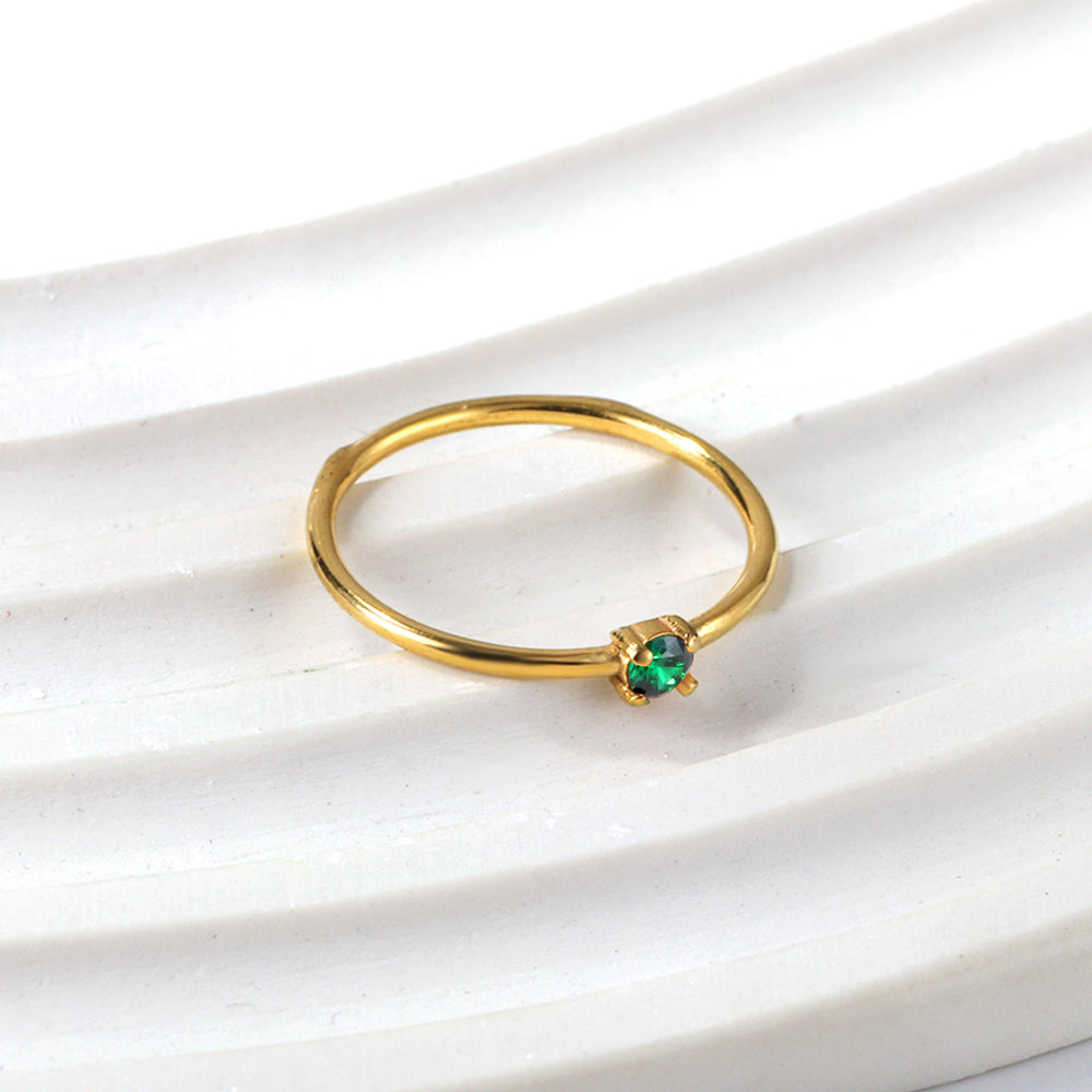 Simple plain ring inlaid with multi-color zirconia small fresh literary hundred match finger ring ring asonjewelry