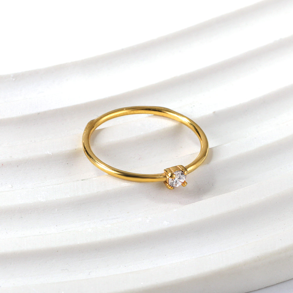 Simple plain ring inlaid with multi-color zirconia small fresh literary hundred match finger ring ring asonjewelry