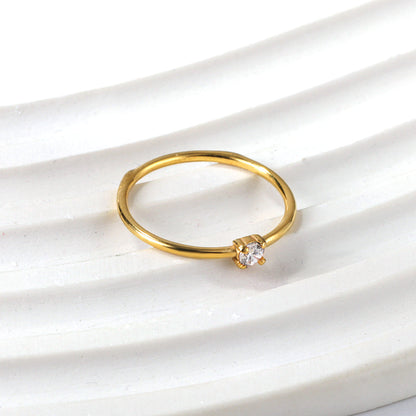 Simple plain ring inlaid with multi-color zirconia small fresh literary hundred match finger ring ring asonjewelry