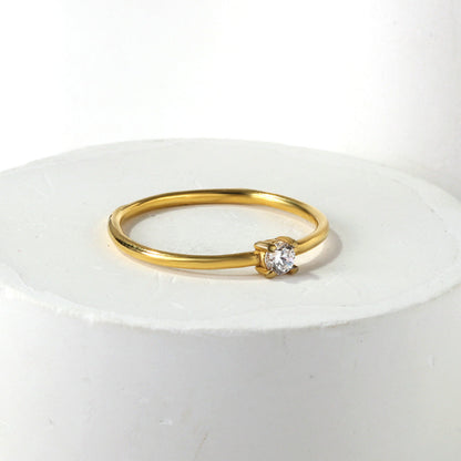 Simple plain ring inlaid with multi-color zirconia small fresh literary hundred match finger ring ring asonjewelry