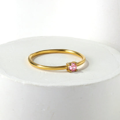 Simple plain ring inlaid with multi-color zirconia small fresh literary hundred match finger ring ring asonjewelry