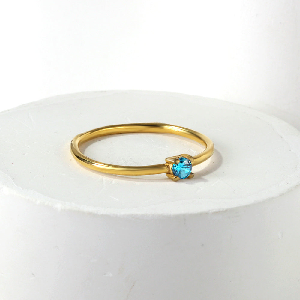 Simple plain ring inlaid with multi-color zirconia small fresh literary hundred match finger ring ring asonjewelry