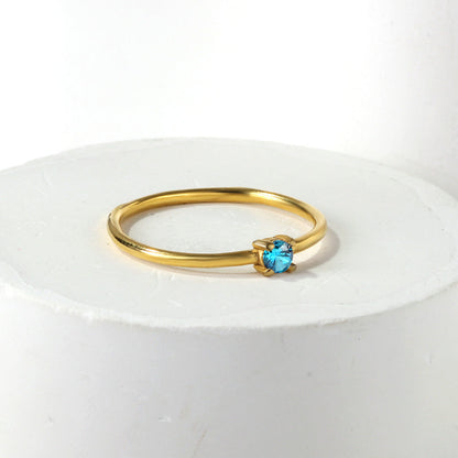 Simple plain ring inlaid with multi-color zirconia small fresh literary hundred match finger ring ring asonjewelry