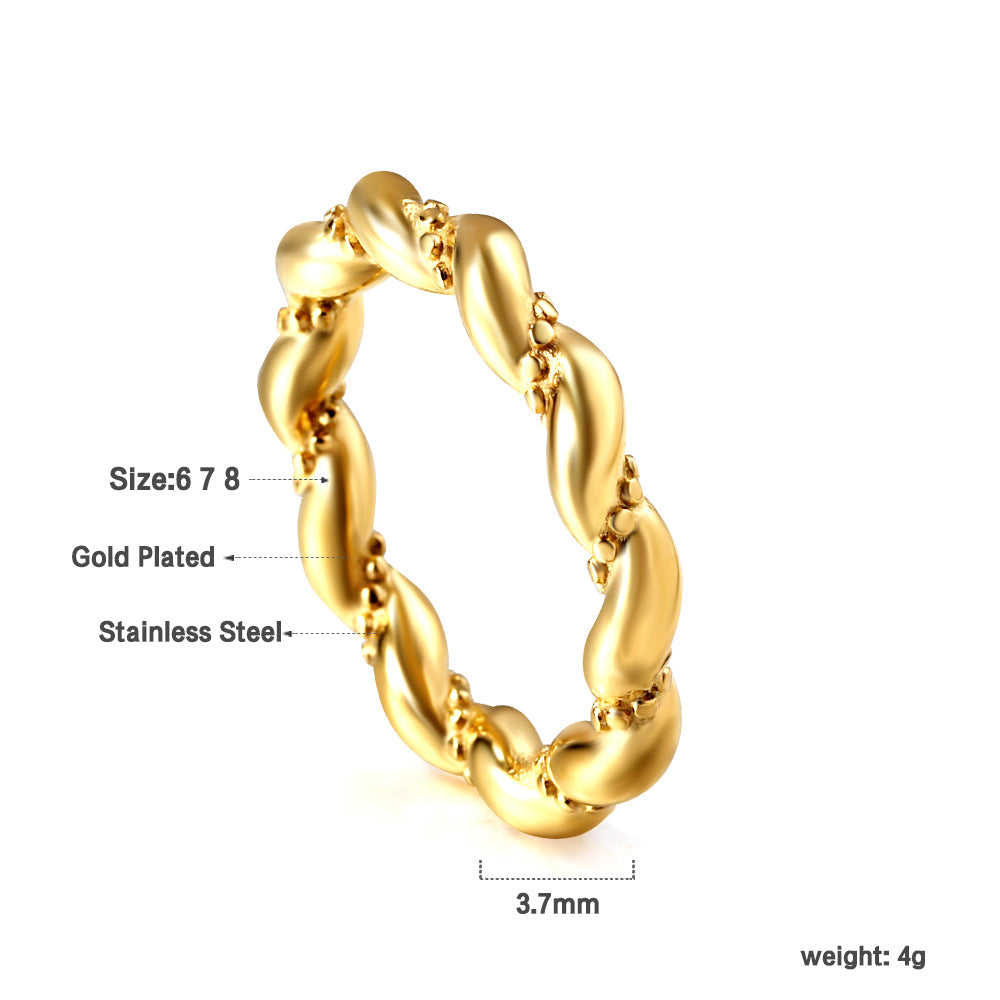 New Rings Fashion Personalized Design Twisted Stainless Steel Ring with Diamonds asonjewelry