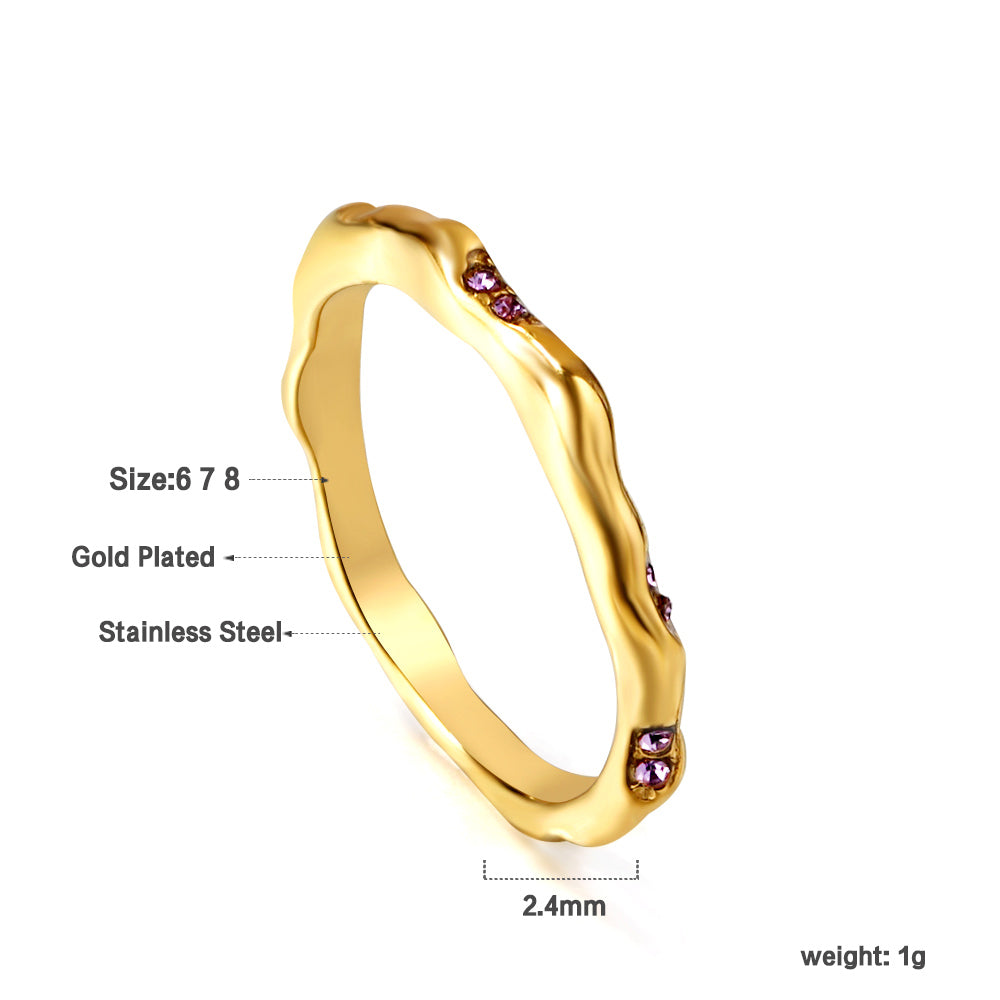 Stylish design twist with diamonds stainless steel new ring asonjewelry