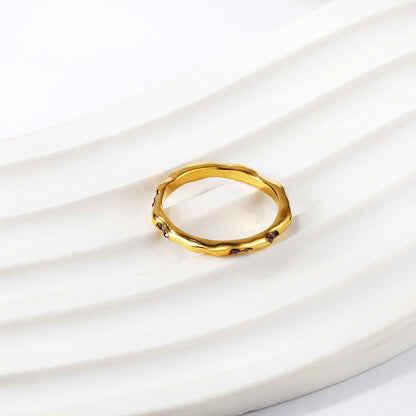 Stylish design twist with diamonds stainless steel new ring asonjewelry