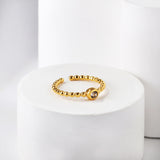 Simple niche light luxury finger ring jewelry stainless steel plated 18K open round bead zirconia ring
