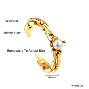 New freshwater pearl geometric shape hollow opening ring