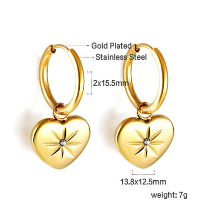 2x16mm round heart-shaped stud earrings with CZ asonjewelry