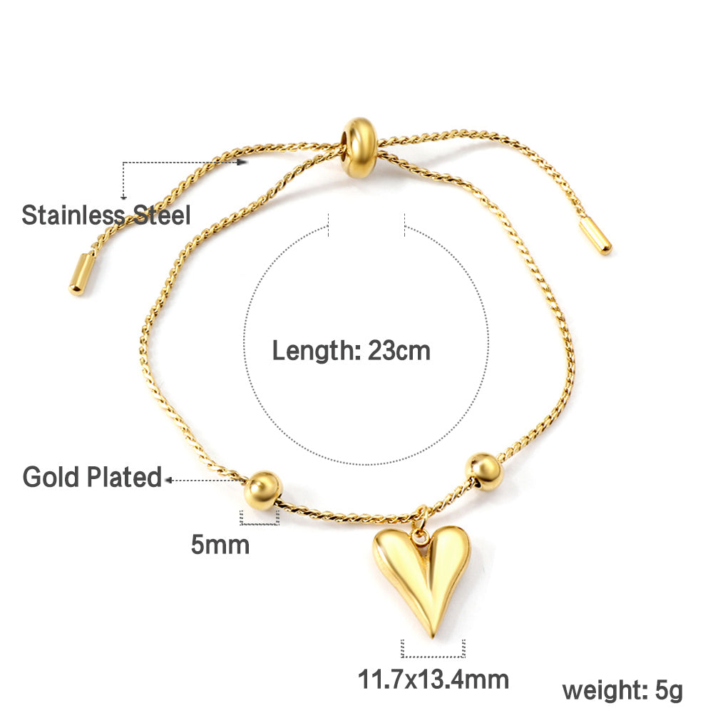 Heart shaped pendant bracelet 23cm asonjewelry