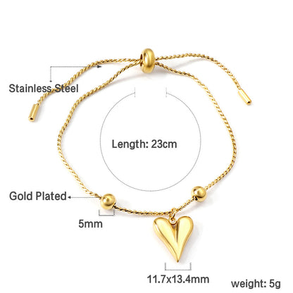 Heart shaped pendant bracelet 23cm asonjewelry