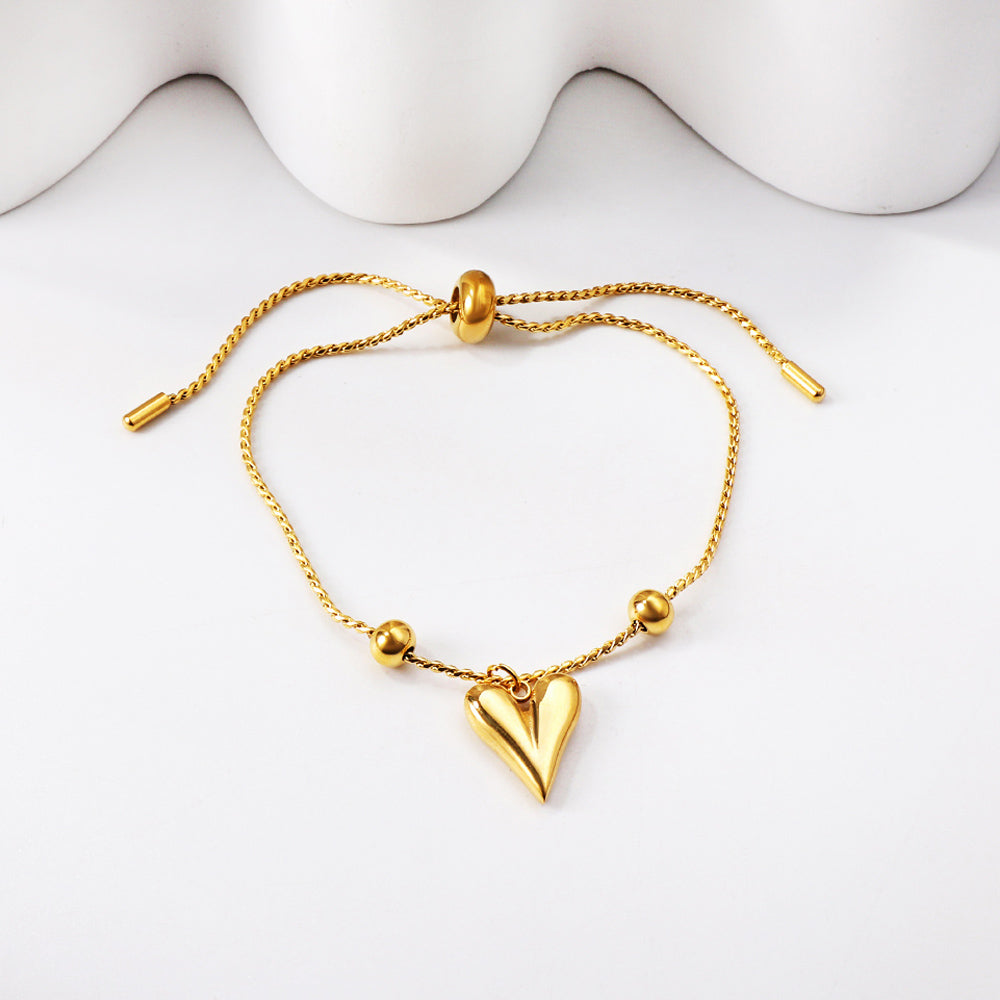 Heart shaped pendant bracelet 23cm asonjewelry