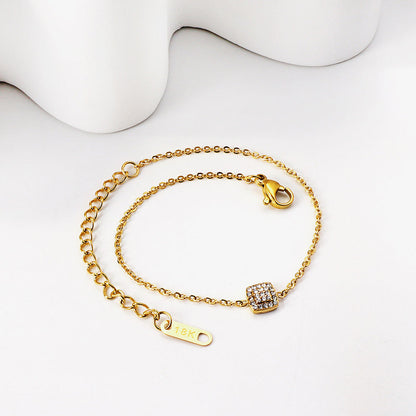 Square diamond pendant bracelet 17+5cm asonjewelry