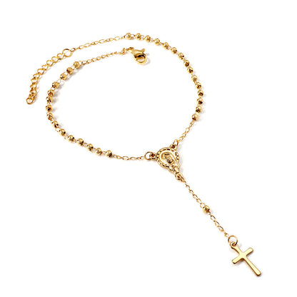 1 oval with portrait + 31 steel balls + cross pendant bracelet 23+3cm asonjewelry