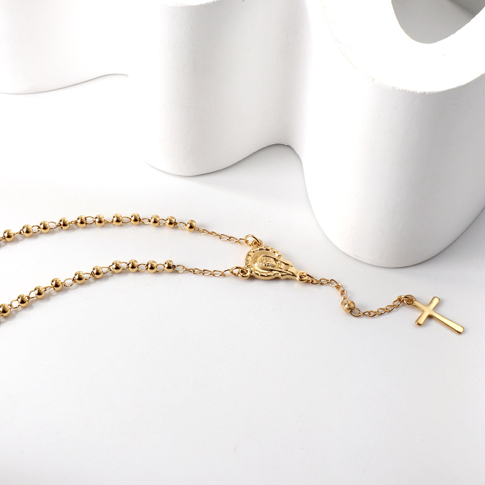 1 oval with portrait + 31 steel balls + cross pendant bracelet 23+3cm asonjewelry