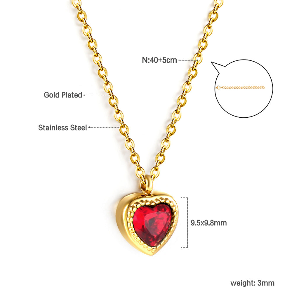 White & Black & Red & Green Heart Diamond Pendant Necklace 40+5cm asonjewelry