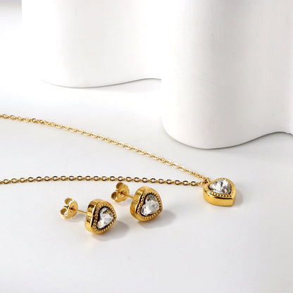 White & Black & Red & Green Heart Diamond Pendant Necklace 40+5cm asonjewelry