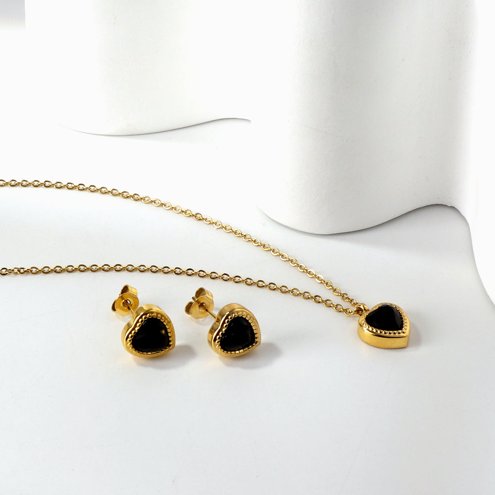 White & Black & Red & Green Heart Diamond Pendant Necklace 40+5cm asonjewelry