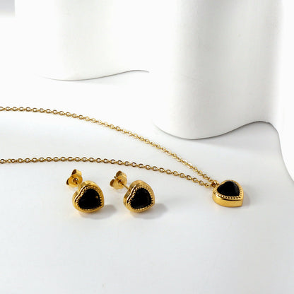 White & Black & Red & Green Heart Diamond Pendant Necklace 40+5cm asonjewelry