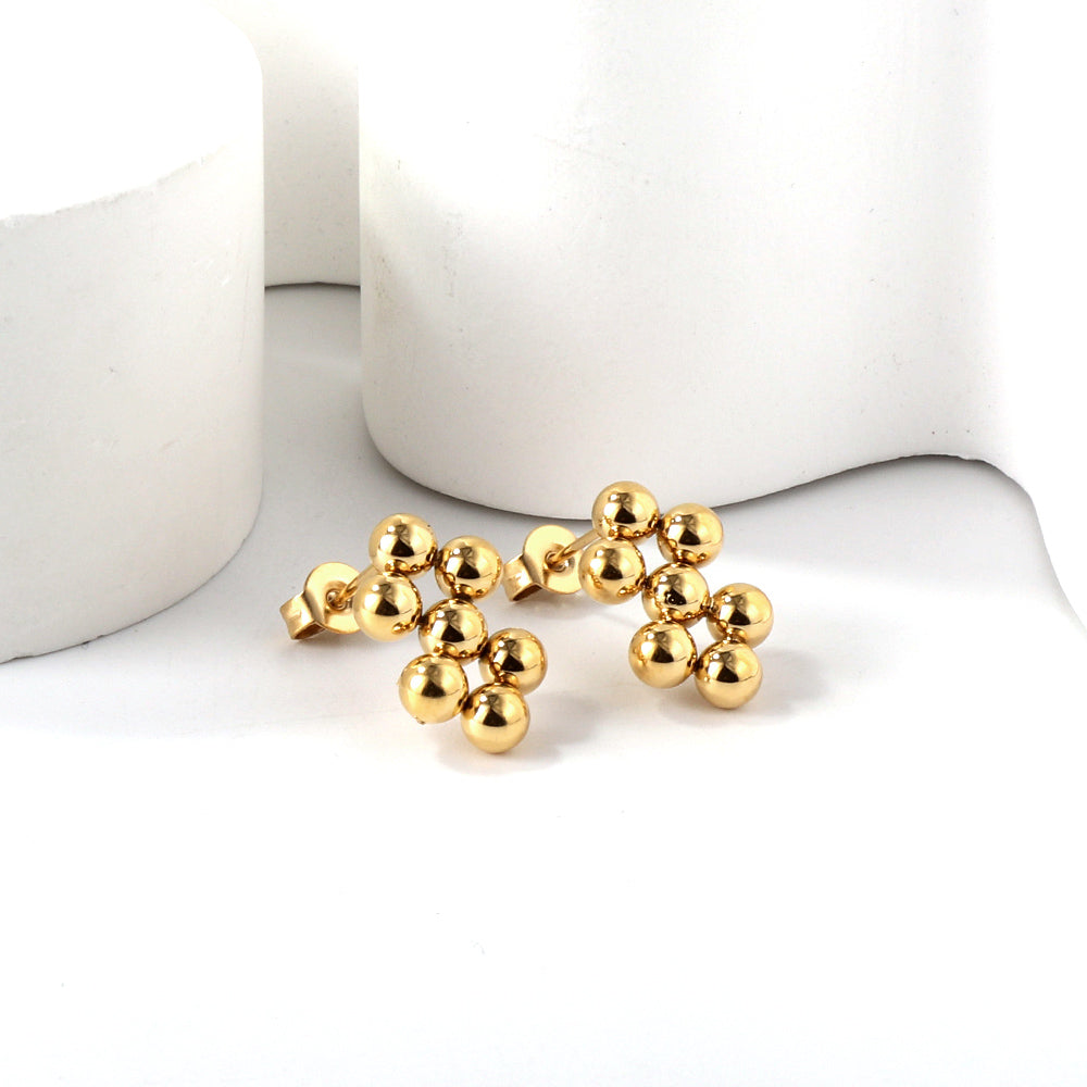7 steel beads earrings 18 gold asonjewelry