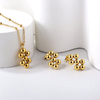 7 steel beads pendant necklace 40+5cm asonjewelry