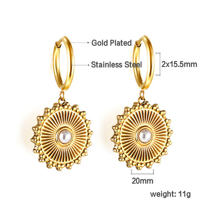 2x16mm round with round cake white pearl stud earrings Steel asonjewelry